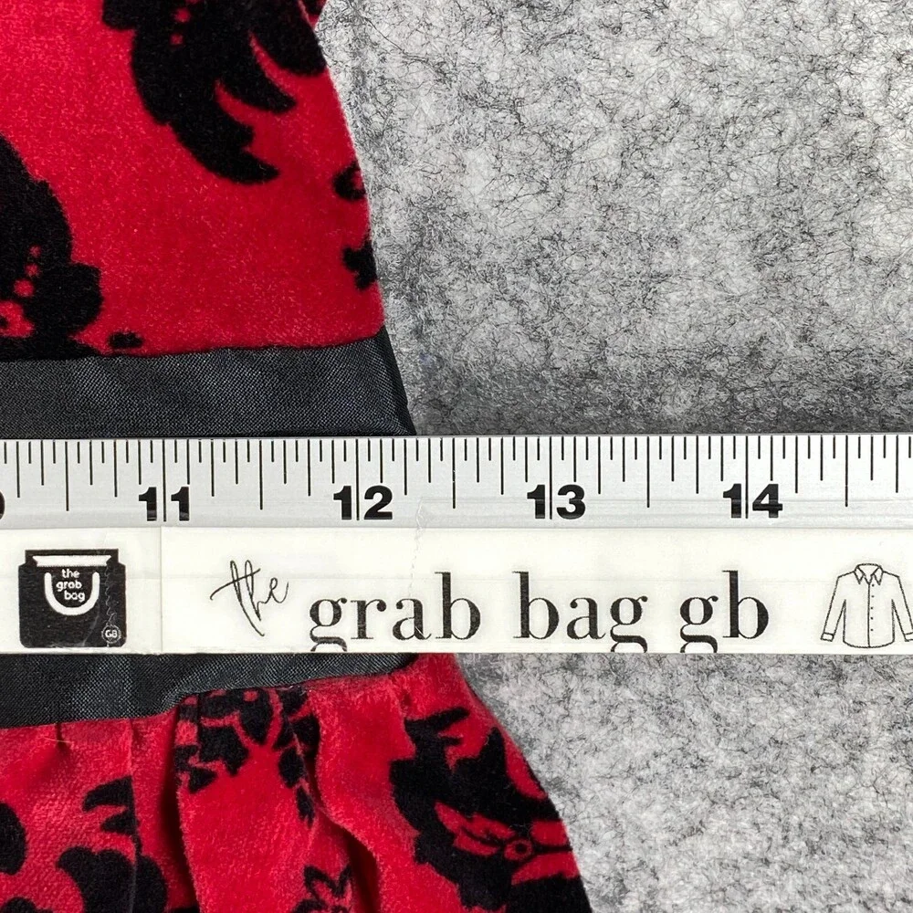 Hartstrings Dress Girls 8 Red Black Velvet Palampore Floral Ribbon Cotton Party